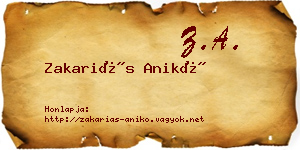 Zakariás Anikó névjegykártya